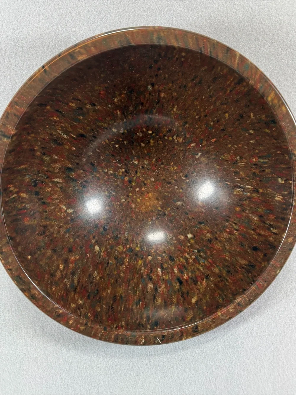Vintage Melanine Mixing Bowl in Speckled Brown and Multicolor Flecks. #118 USA